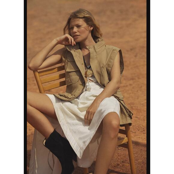 Pilcro Asymmetrical Denim Midi Skirt - New Size 10 - Picture 3 of 10